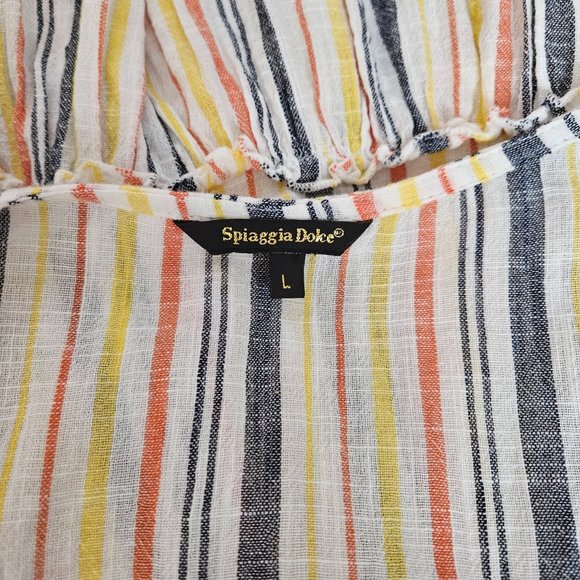 Spiaggia Dolce White Striped Fit & Flare Dress Size L - Picture 10 of 14